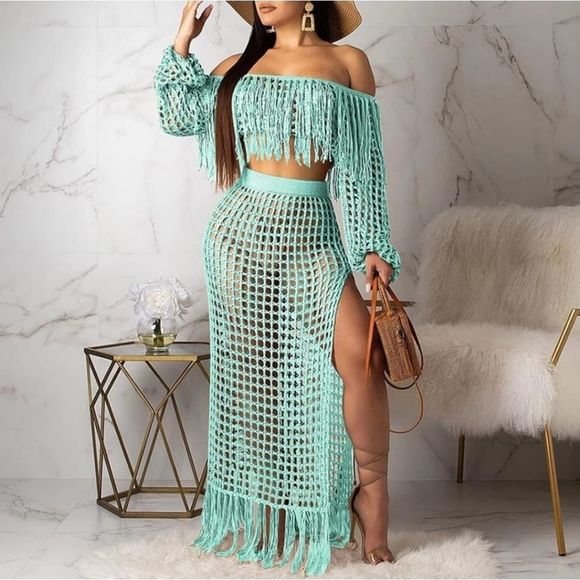 WOMEN'S SEXY 2 PIECE OUTFITS SOLID COLOR OFF SHOUL - Picture 1 of 4